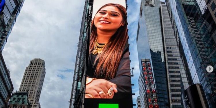 Afsana Khan Reached Another Milestone by Getting a Feature on Times Square in NYC!