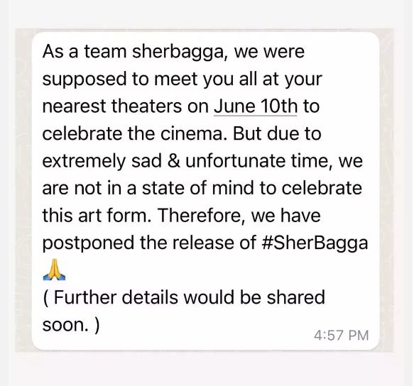 Sher Bagga Postponed